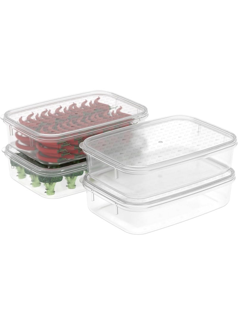 SYOSI Food Storage Containers, Refrigerator Organizer Set, BPA-Free Plastic Kitchen Canisters with Airtight Lids, for Freezer Storage, Pantry Organization of Fruits, Snacks, and Leftovers (4-Pack, 1.1L) - Image 1